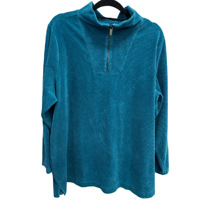 Sweatshirt Collar By Lands End In Teal, Size: 2x