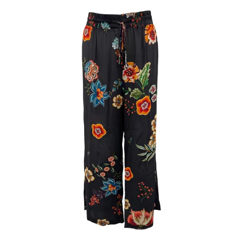 Johnny Was Women's Size L Black Floral Pants