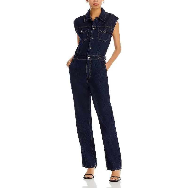 Womens Denim Sleeveless Jumpsuit