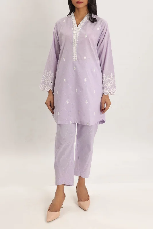 Embroidered Cotton Jacquard Stitched 2 Piece (Shirt/Trouser)