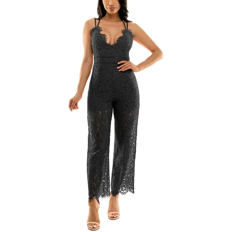 Juniors Womens Lace Straight Leg Jumpsuit