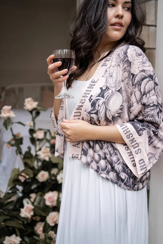 Peace Wine and Sunshine Cropped Bamboo Kimono Cardigan