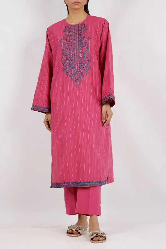 Embroidered Cotton Jacquard Stitched 2 Piece (Shirt/Trouser)