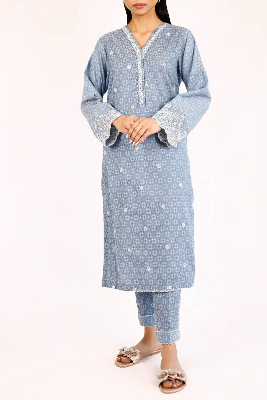 Embroidered Cotton Jacquard Stitched 2 Piece (Shirt/Trouser)