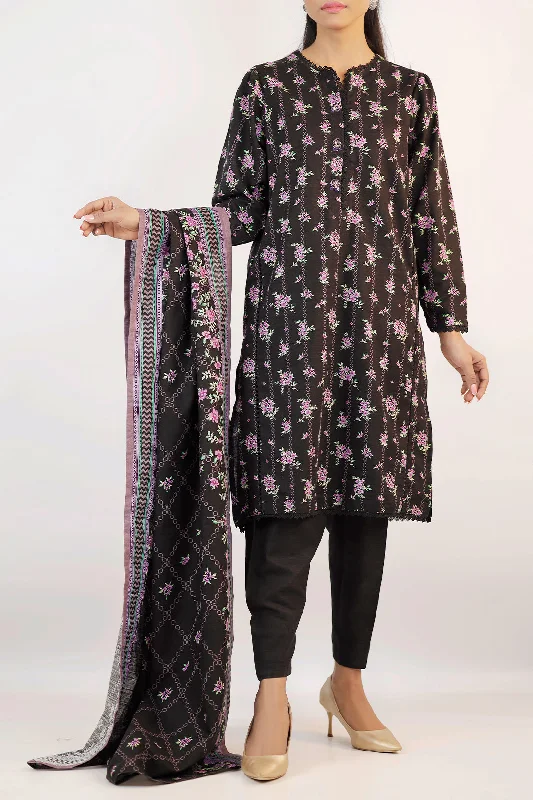 Printed Khaddar Stitched 3 Piece