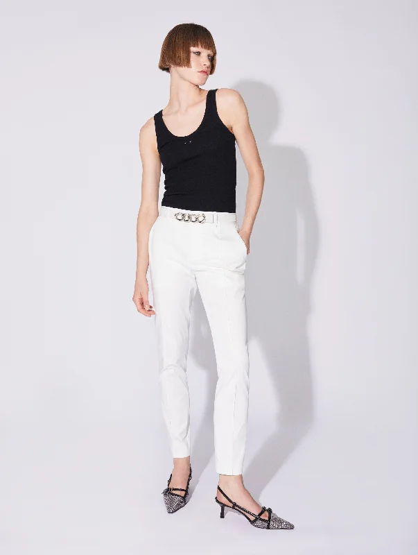 Pantalon Roxy en satin de coton stretch blanc