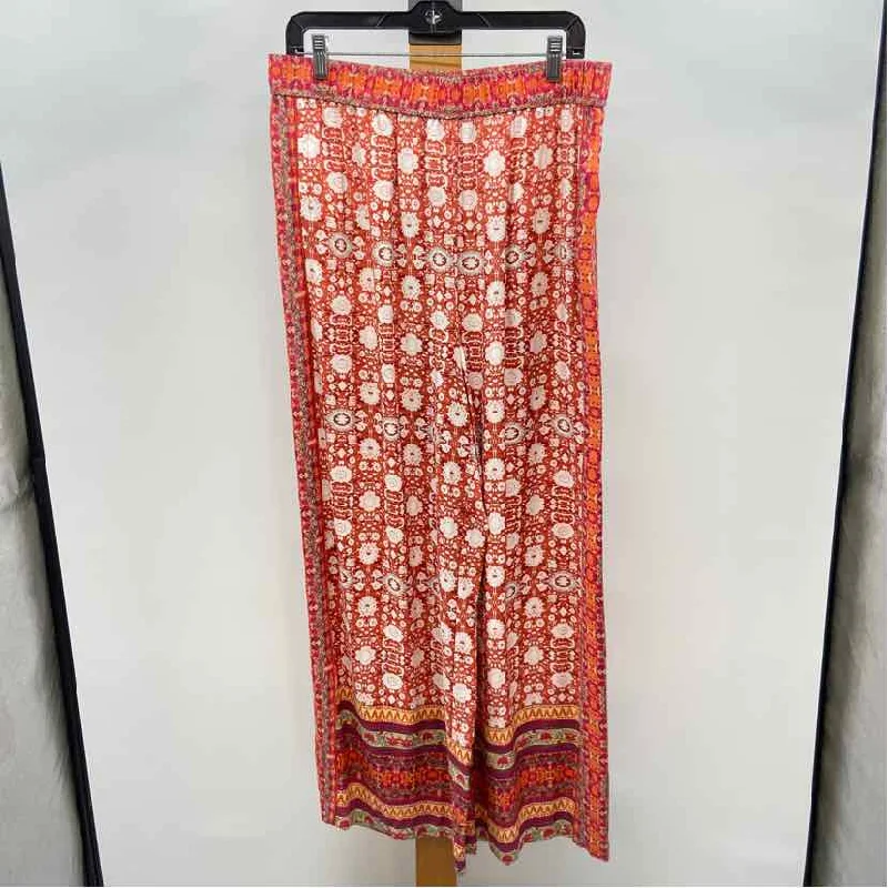 Anthropologie Women's Size L Orange Print Pants