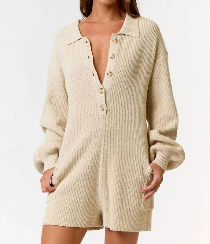 Made For Fall Romper In Cream