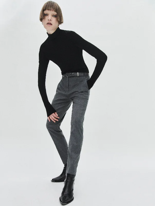 Pantalon de costume Roxy gabardine de laine gris