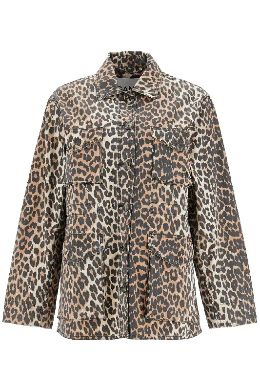 Ganni Women's Leopard Print Canvas Overshirt