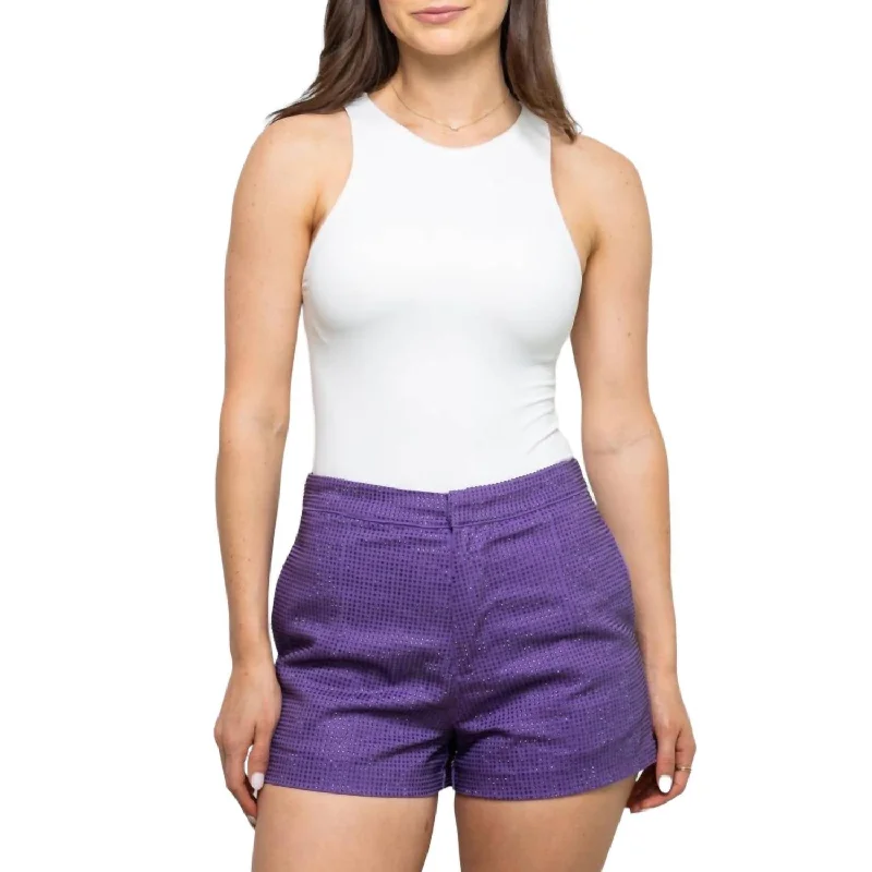 Rhinestone Purple Shorts