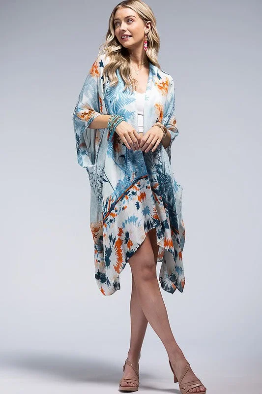 Indigo Morning Open Front Kimono