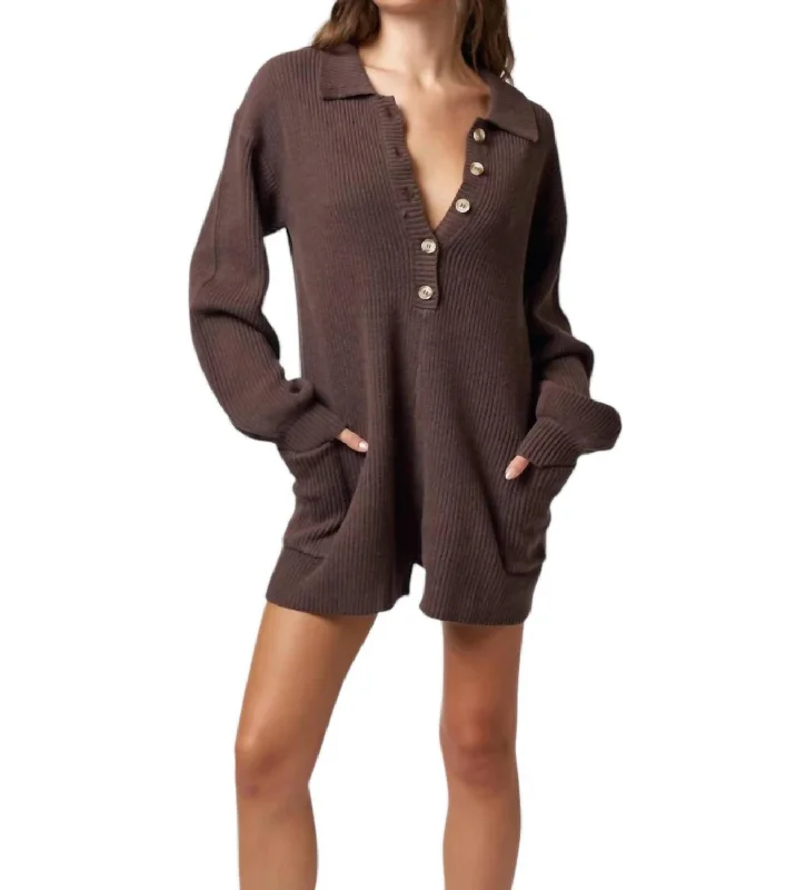 Made For Fall Romper In Brown