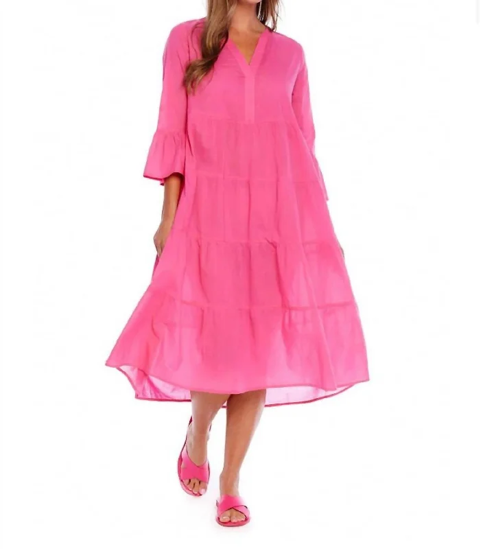 Portland Midi Dress in Pink