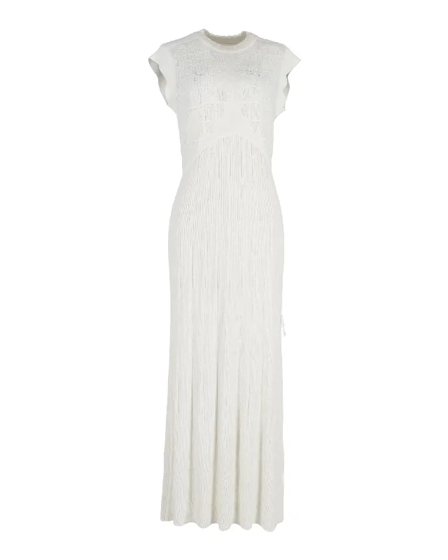 Chloe Knit Maxi Dress in White Acetate Jacquard