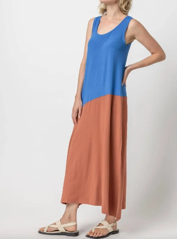 Colorblock Tank Maxi Dress In Tandoori