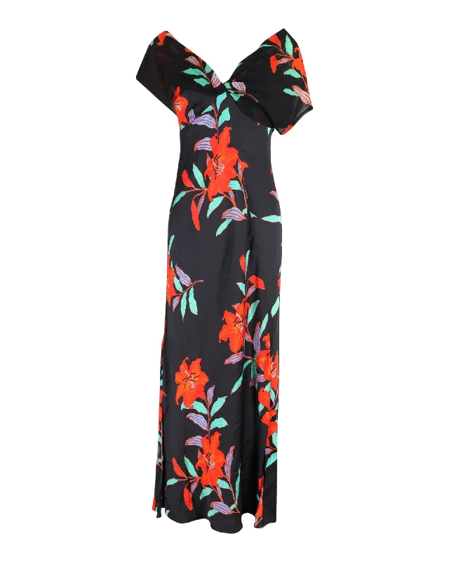 Diane Von Furstenberg Maxi Dress in Floral Printed Silk