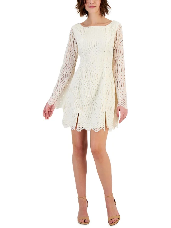 Juniors Womens Lace Short Mini Dress