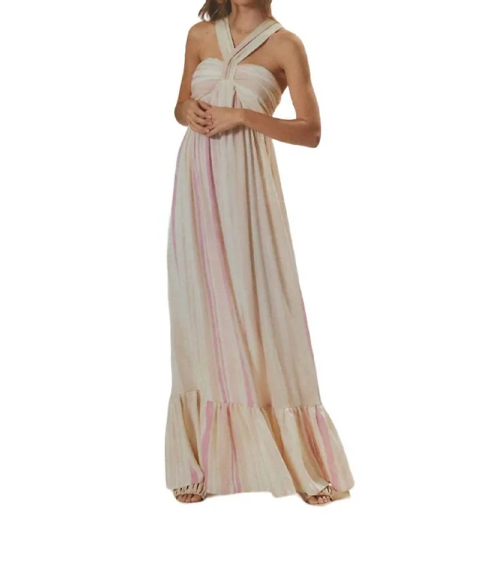 Tie Dye Woven Maxi Dress In Pink