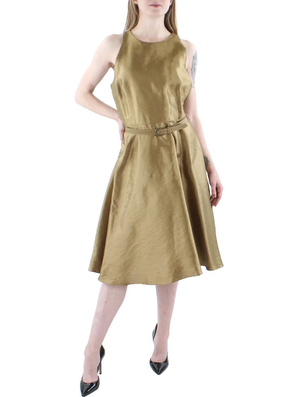 Womens Metallic Knee-Length Mini Dress