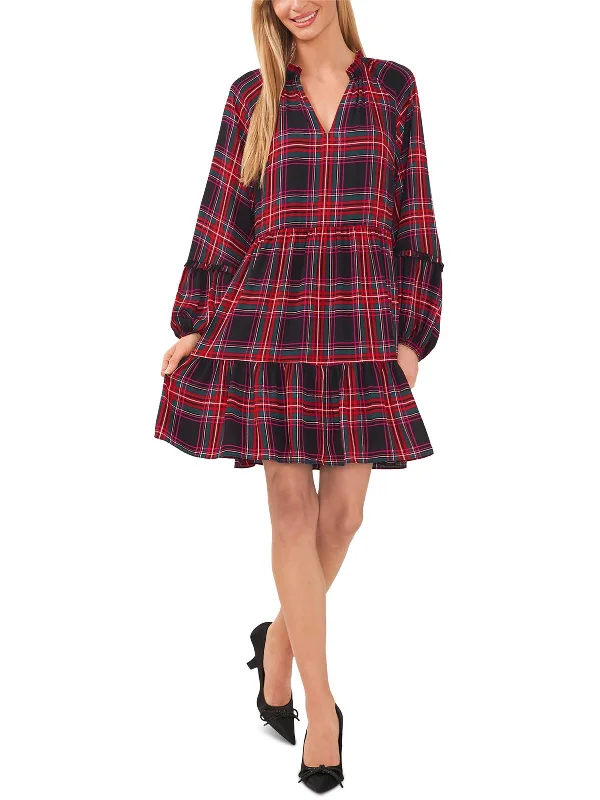 Womens Plaid Above Knee Mini Dress