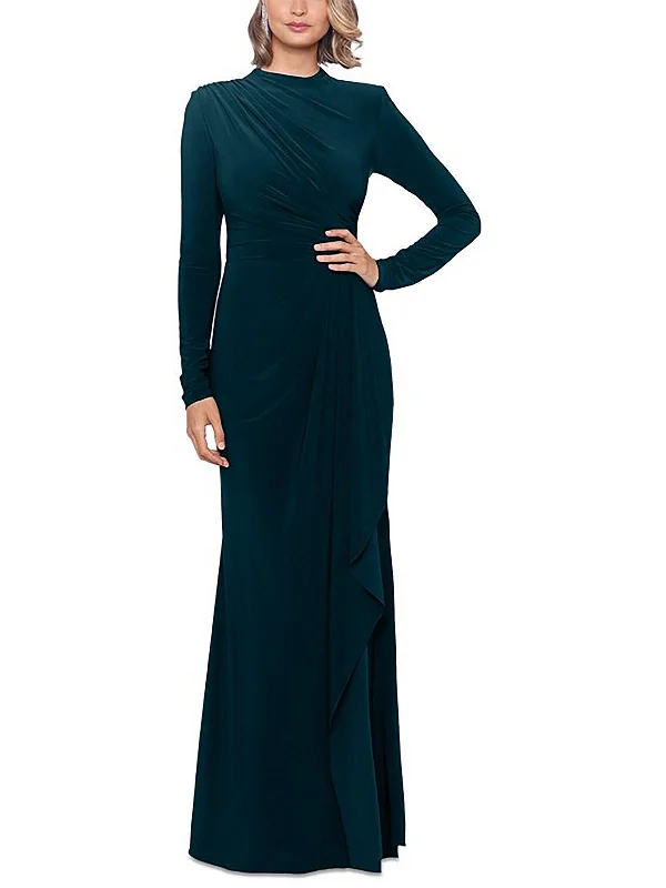 Womens Ruched Maxi Evening Dress