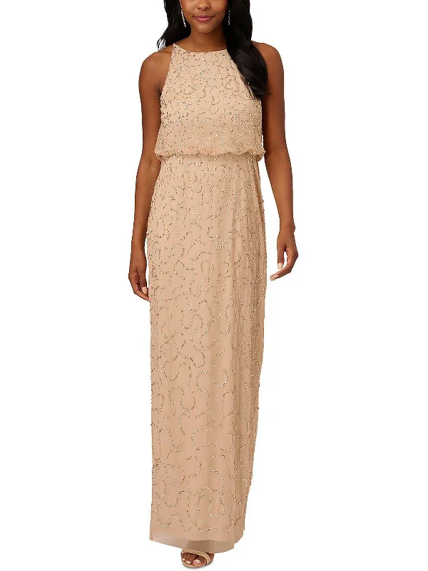 Womens Sequined Maxi Evening Dress