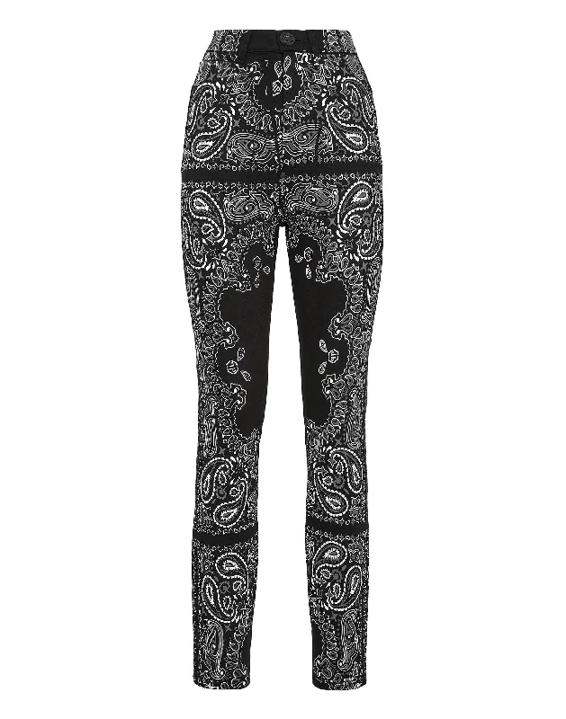 Denim Super High Waist Jegging Paisley Bandana