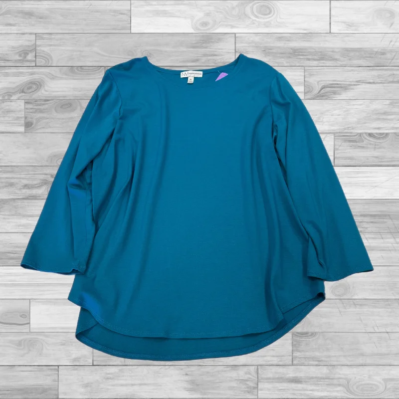 Top 3/4 Sleeve By Neiman Marcus In Blue, Size: Xl