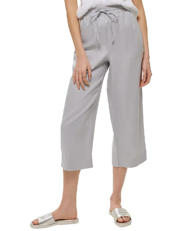 DKNY Pull-On Straight Leg Linen Pant