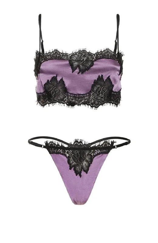 Silk and Lace Bandeau and V String Set