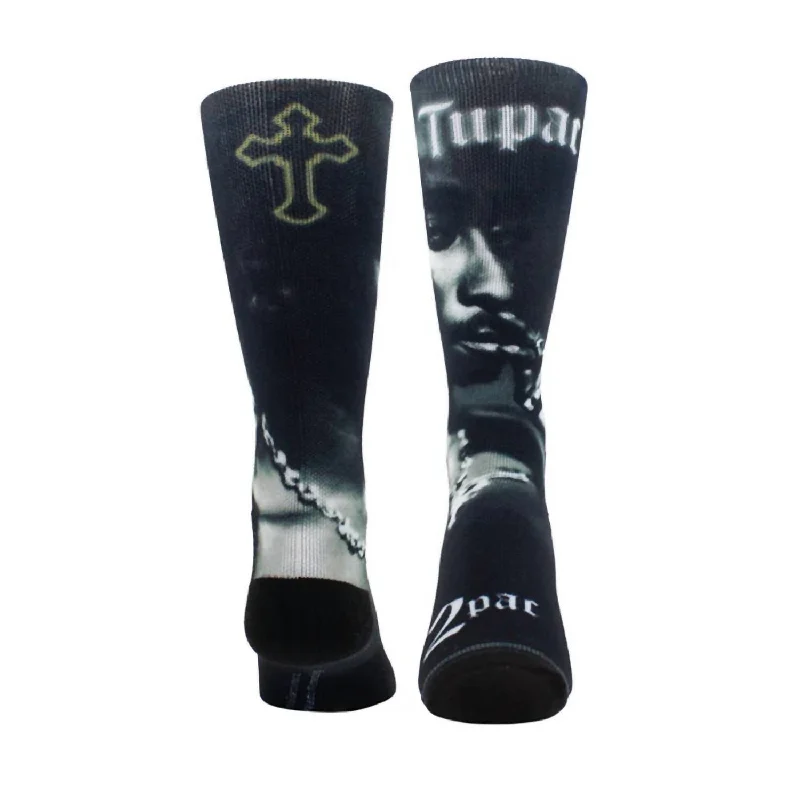 Unisex Tupac Smock Socks In Black