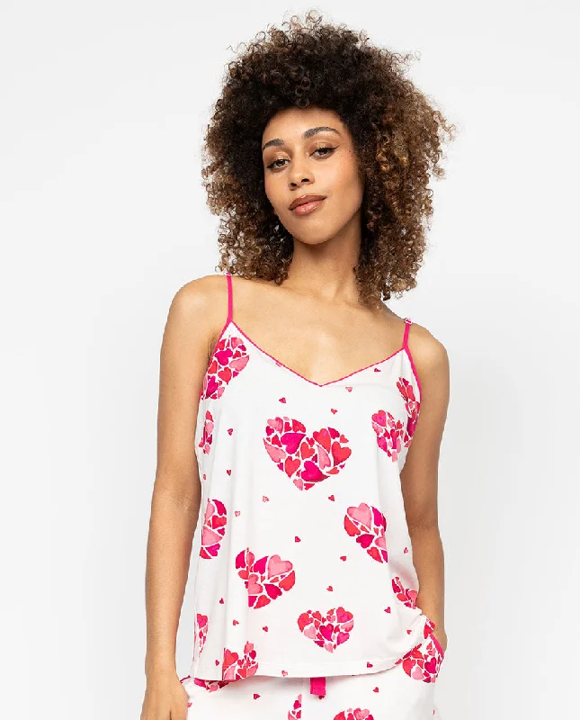 Aria Womens Heart Printed Jersey Cami