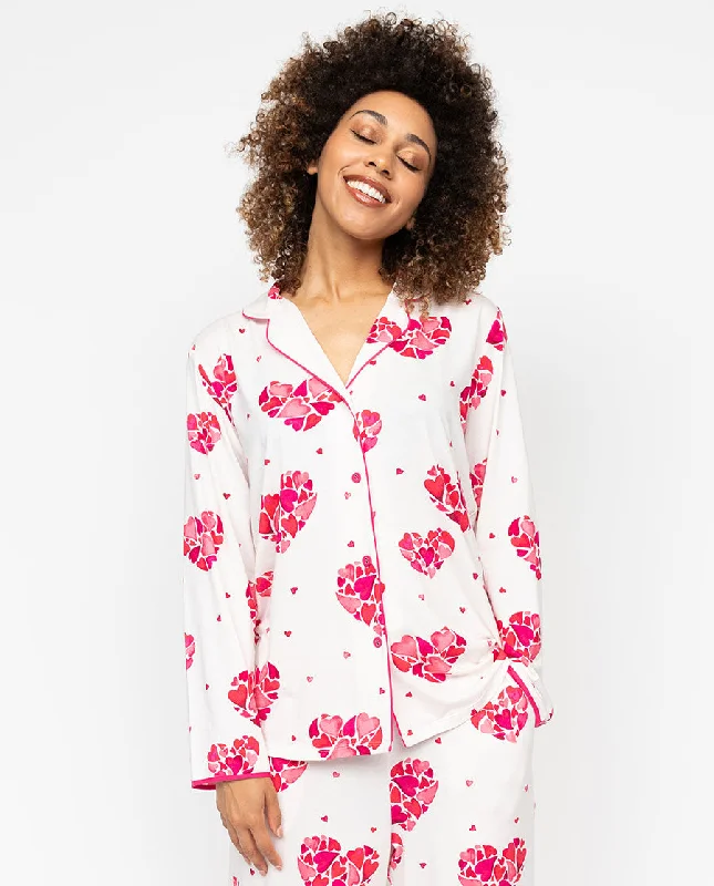 Aria Womens Heart Printed Jersey Pyjama Top