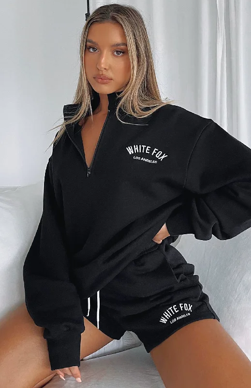 The Highest Demand Zip Front Sweater Black