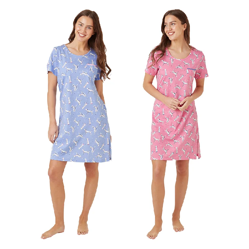 Indigo Sky 100% Cotton Jersey Dalmatian Print Nightshirt