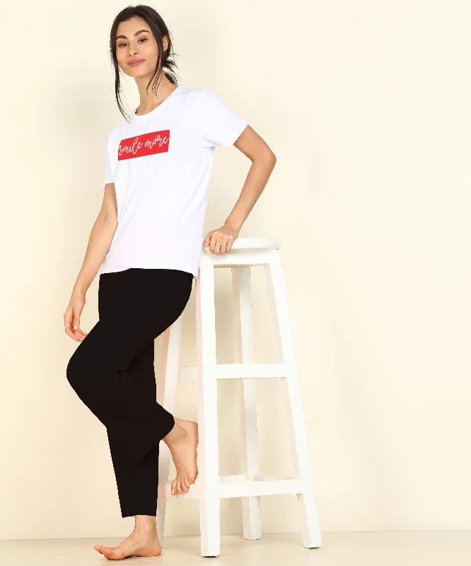 Women Printed T-shirt & Pyjama Set Pure Soft Cotton