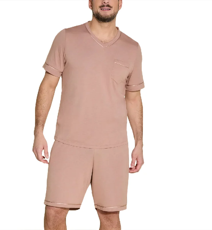 Cosabella Men's Short Sleeve V-Neck Shirt & Short PJ Set (AMORE9421) - India