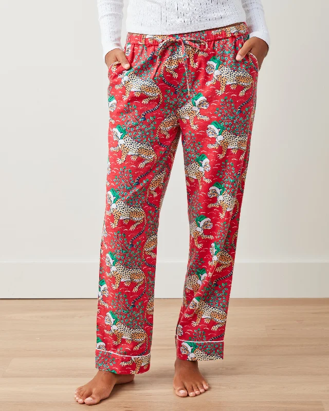 Holly Jolly Bagheera - Lightweight Flannel PJ Pants - Ruby