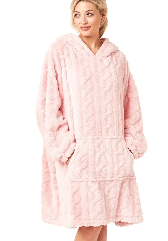 Indigo Sky Cuddle-soft Cable Knit Fleece Lounger, Pink