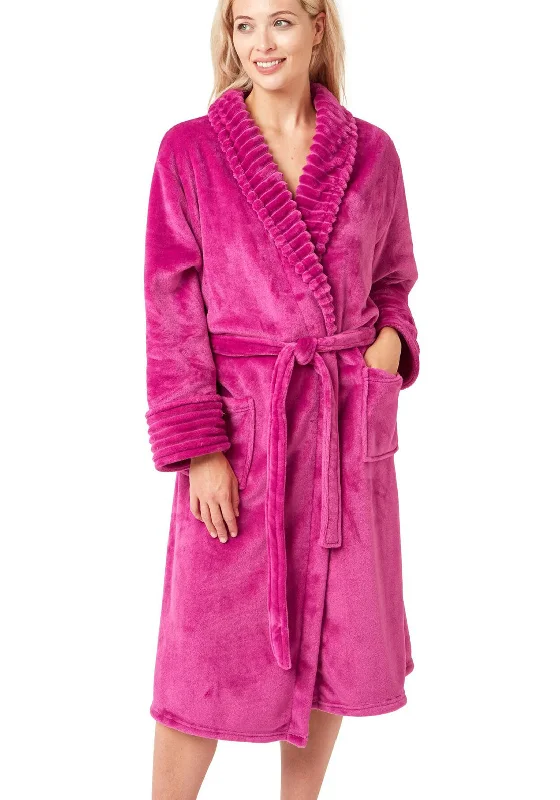 Indigo Sky Jungle Brights Ripple Fleece Dressing Gown, Raspberry