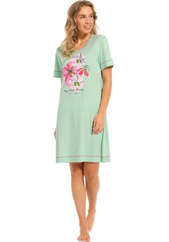 Pastunette Floral Market Short Sleeve Nightdress, Green