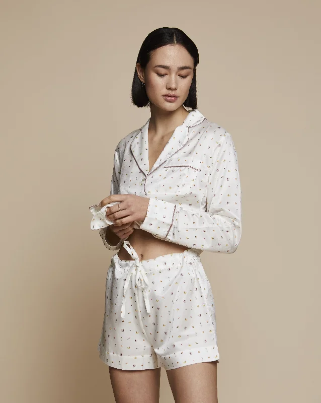 Ronja Cotton Silk Pyjama in Beach Day - Shorts