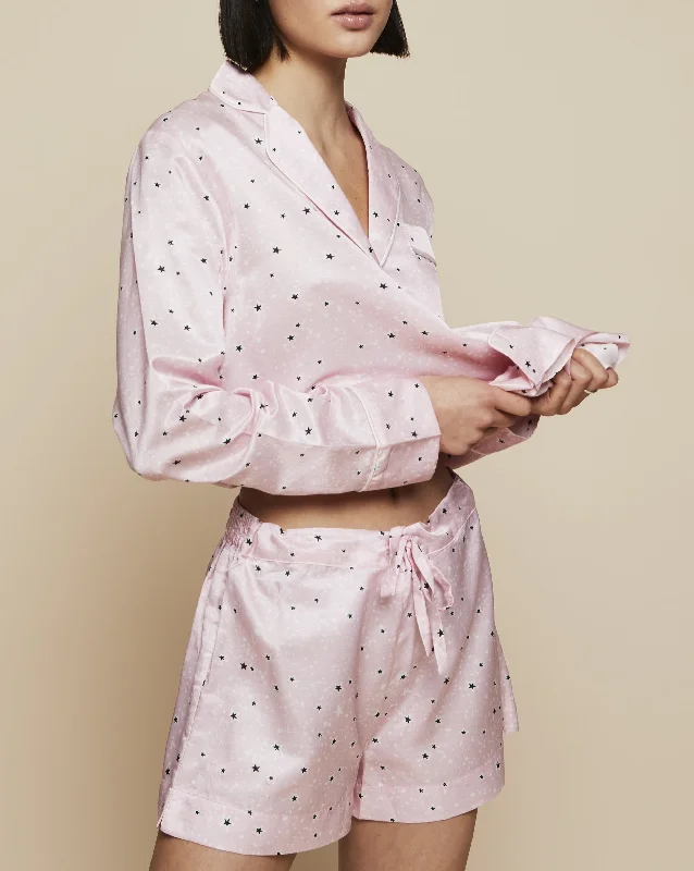 Ronja Cotton Silk Pyjama in Powder Stars - Shorts