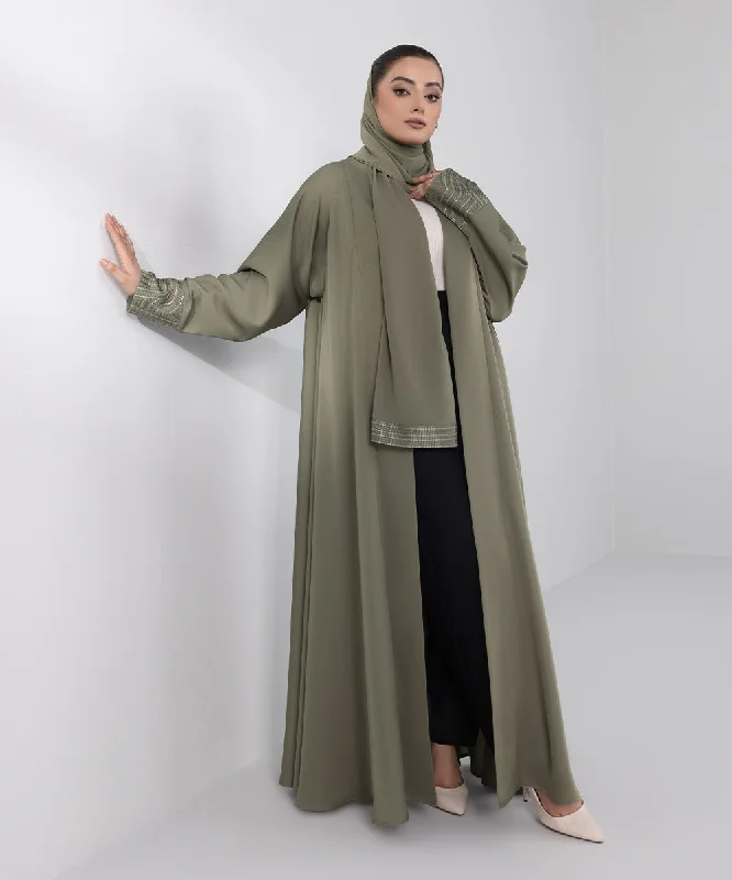 Embroidered Flared Abaya Set