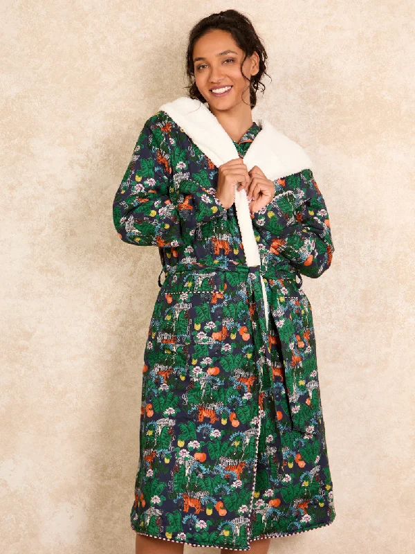 Womens Cosy Robe Navy Menagerie